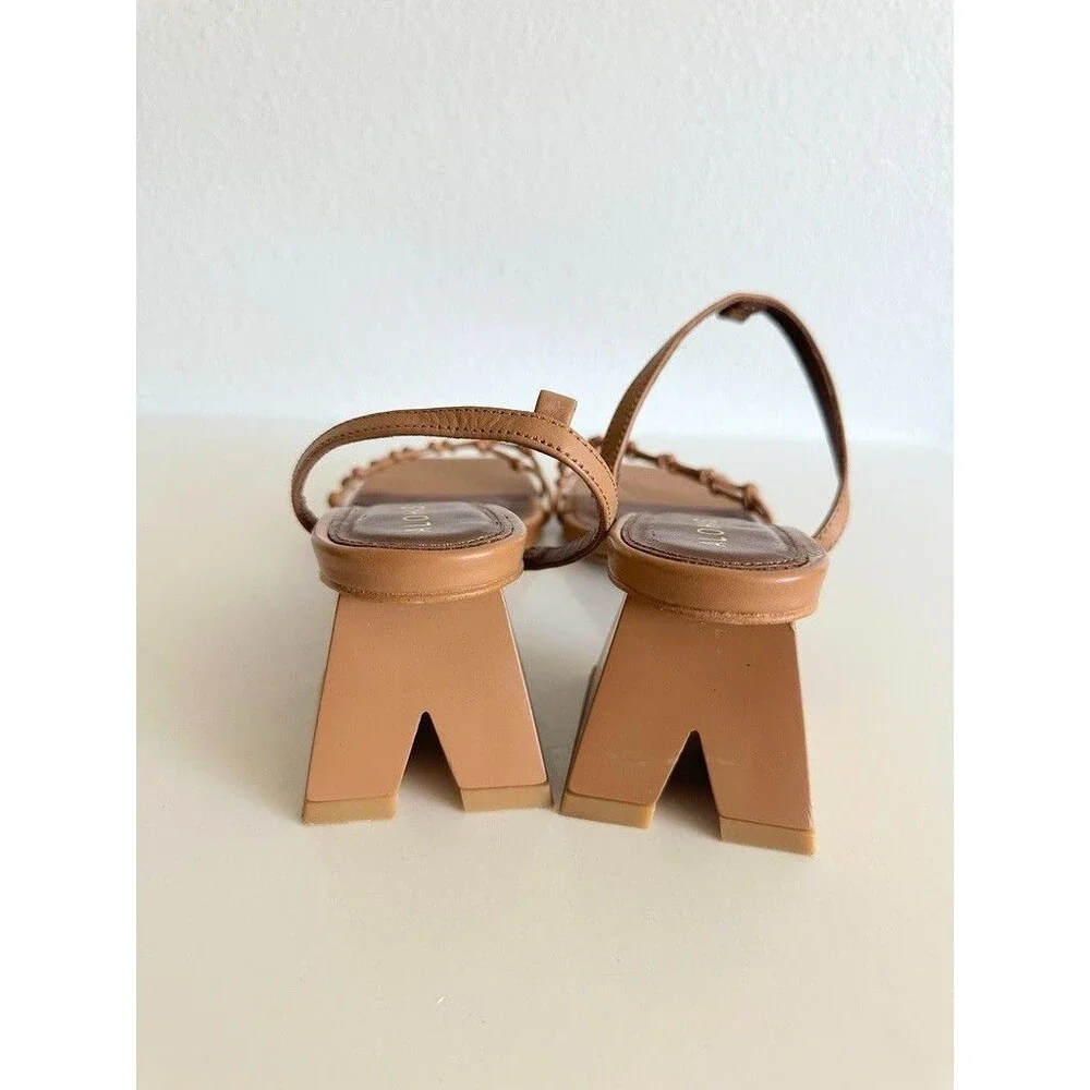 Alohas Juniper Strappy Square Toe Camel Sandals Leather Square Toe Women's EU 36